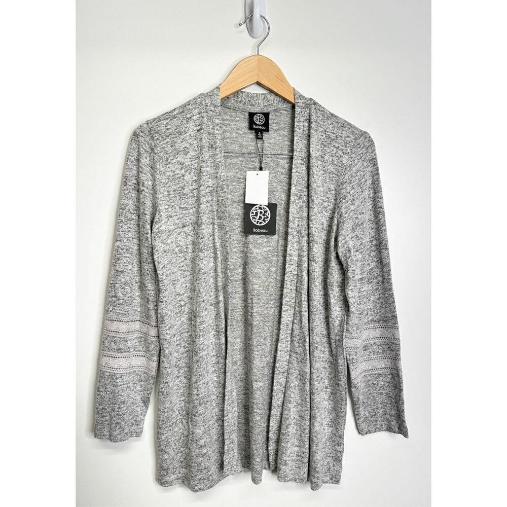 Bobeau Sweater Womens Gray Open Cardigan Size Small NWT
